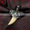 Real shark tooth drop pendant, shark tooth charm with rhinestone pave beads