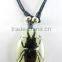 Black Insect Amber Bead Long Chain Necklace