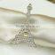 fashionable Eiffel Tower shape metal alloy crystal napkin rings