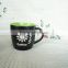 ceramic debossed mug with black sandblast, high quality ceramic mug with debossed logo