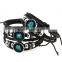 Lucky Bangle Space Series Metal Glass Gemstone Cuff Bracelet Punk Gothic Leather Bangle