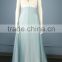 Spaghetti Strap Sweetheart Empire Waist A-line Blue Evening Dress with Beaded Lace Bodice and Silk Organza Skirt EY0004