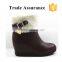 Leather wedges ankle boots women