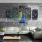 5 Panel Peacock Animal Printed Canvas Art With Framed For Livingroom DWYS27
