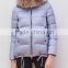 European American Plain Dyed Woven Waterproof Winter Down Feather Padding Coat Woman With Faux Fur Hood