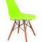 Low price new style plastic arm chair with wood legs