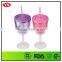 12oz double wall plastic wine glass with lid and straw