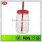 BPA Free ps plastic acrylic mason jar with lid and straw
