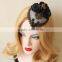MYLOVE Oval Felt Mini Hat With Black Rose Hair Clip Fashion Accessory