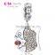 S345 Globalwin 925 Silver and CZ Fish Charms Silver Bracelet Charm Pendant