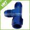 6AN Tee fitting with Female swivel on the run Blue or Black or Silver