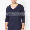 Fashion custom cotton v neck long sleeve t shirt