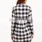 Black And White Checkered Roll Tab Sleeve Shirt Dress With Collar 100% Cotton Long Sleeve Button Pocket Plaid Shirt Dress
