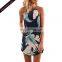 Hot Wholesale printed sleeveless mature women sexy mini dress