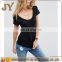 2016 New Arrived Sexy Women Black T-shirts Scoop Neck Tops China Manufacturer Wholsale 100% Cotton T-shirt