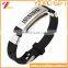 Custom engraved metal silicone bracelet with stainless steel plate