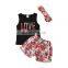 100% Cotton Floral Short Outfit Summer China Yiwu Girls Clothing Sets