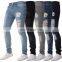 China factory custom wholesale,  made high quality popular high waist breathable mens slim ripped skinny jeans/
