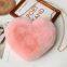 012New Fall Winter plush Heart shape bag Faux fur Children's change slant straddle bag Women's shoulder bag
