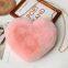 012The new heart-shaped plush shoulder bag for girls, fluffy fake fur single shoulder crossbody love bag with metal chain