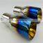 Blue Burnt Exhaust Single Muffler Tip Polished Stainless Steel 2.5" In 3.5" Out