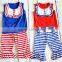 Hot sale summer posh teen girl matching clothing set 4th of july patriotic outfit set for babies