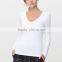 Fashion Women's Plus Size Solid Plain Long Sleeve V-neck T-Shirt OEM ODM Type Clothing Factory Manufacturer Guangzhou