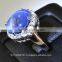 14x11MM Blue Star Sapphire Ring Lab-Created Sterling Silver 92.5 Size 7