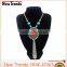 Fashion leather pendant necklace, antique turquoise pendant tassel necklace