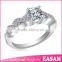 Custom silver crystal wedding ring/diamond engagement ring