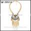 Wentou New Arrival Glossy Leaves Tassel Metal Pendant Necklace
