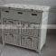 High Quality brushed-grey paulownia wood ironing cabinet with 6 willow baskets