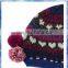 heart jacquard pom pom girls fashion hat