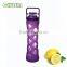 sports water bottle/travel water bottle/glass drink bottle with rubber cover and cute design