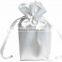 silver wholesale satin party bags with sliding ribbon