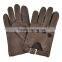 Top luxury buckle hand sewing breathable driving gloves dark brown deerskin leather gloves for men