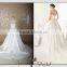 JJ3631 Beaded satin tailored Long removable train wedding dress with removable skirt