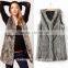 Europe and the United States hot sale v-neck sleeveless ladies long faux fox fur waistcoat