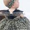 Wholesale lace fultter sleeve baby girl pom pom romper leopard print childrens dresses