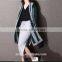 wholesale medium length stripes single-breasted wool knitted cardigan for women open fork sweater