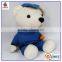 Custom stuffed polar bear toys with hats and clothes
