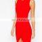 China Wholesale Apparel European American Style Asymmetric Slim O-neck Sleeveless Evening Party Dress