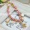 Handmade Braided Rope Gold Custom Flower Charms Bracelet For Girls Gift