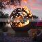 100cm Diameter CNC Cutting Hollow Metal Steel Garden Fire Globe With Metal Stand