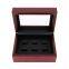 Piano lacquer champion rings display box with a custom logo.Wooden rings box with glass window