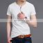 New arrival mock v neck buttons collar wholesale t shirts full hand designer ruched t shirt for big man