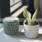 Amazon Hot Sold Modern Geometric Design Cement Flower With Drainage Hole Indoor Desktop Green Plant Pot For Home Decor