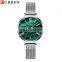 CURREN Ladies Luxury Brand Simple Quartz Stainless Steel Watch Classic Elegant Gold Green Lady's Charm Watch on Wrist