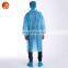 Unisex Non Woven men Disposable blue Lab Coats With Collar For Clean-room