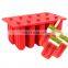 Amazing Food Grade Brazil Reusable Custom Red 10 Cavity Silicone Popsicle Ice Cream Mold